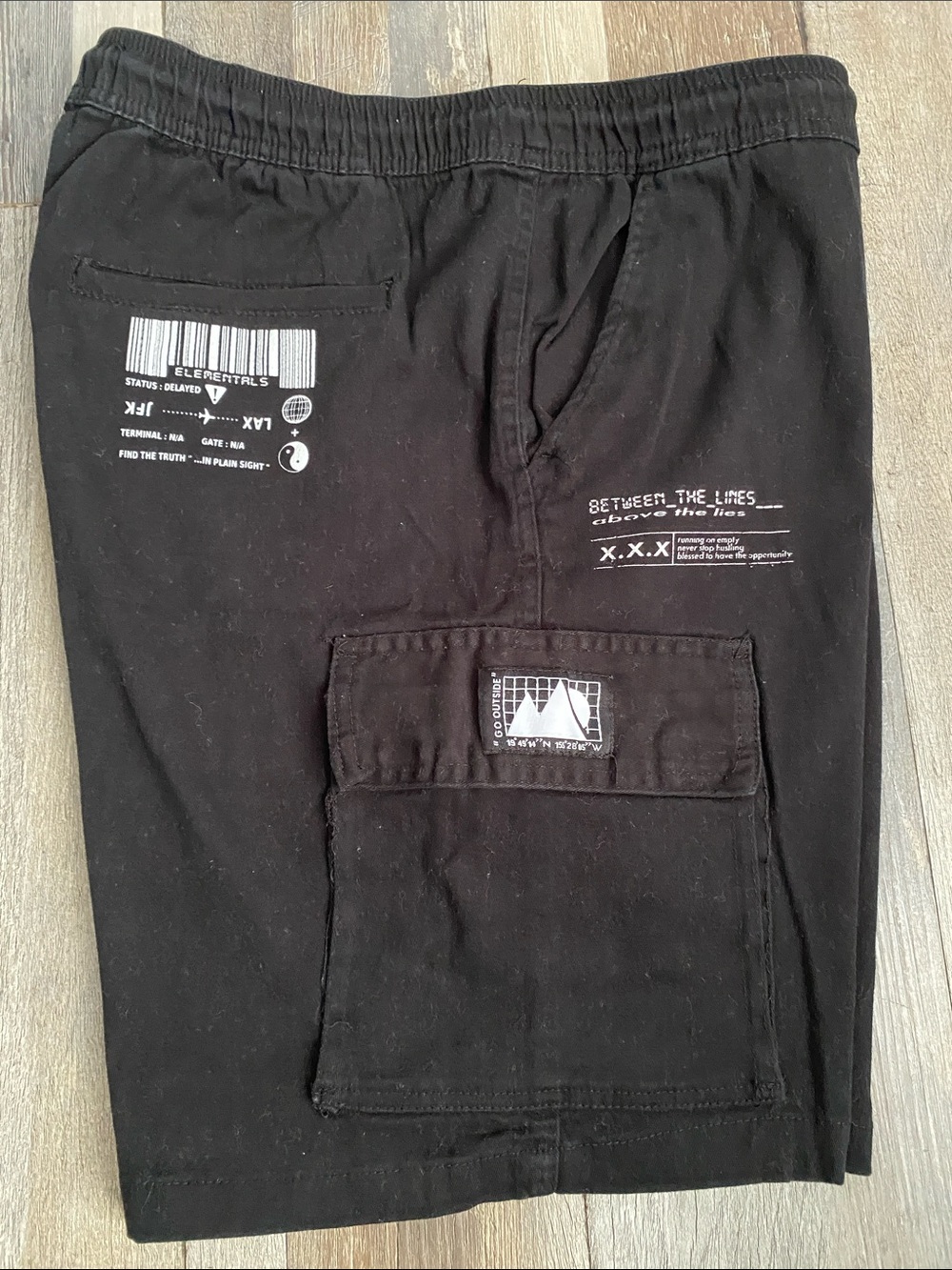 Brooklyn Cloth Black Cargo Shorts with Utility Strap